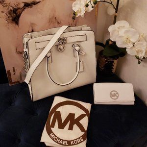 Michael Kors White Hamilton Leather Purse & wallet